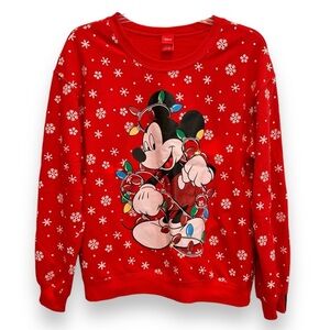 New Holiday Time Juniors’ Size L (11-13) Mickey Mouse LED Christmas Sweatshirt
